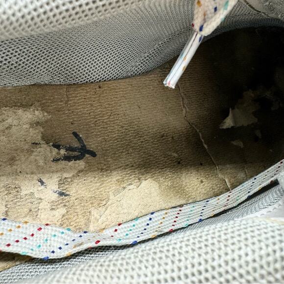 White & Metallic Rainbow Platform Lace Up Sneaker - Festival Pride Colorful Art - Picture 13 of 14